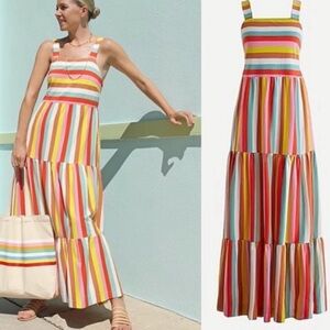 Jcrew Rainbow Striped Maxi Dress